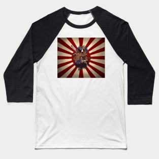 Naginita Samurai over Rising Sun Japan Flag Baseball T-Shirt